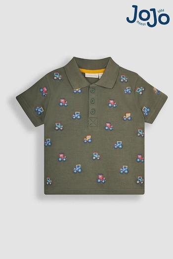 JoJo Maman Bébé Khaki Green Embroidered Embroidered Polo Keepall Shirt (Q81714) | £14