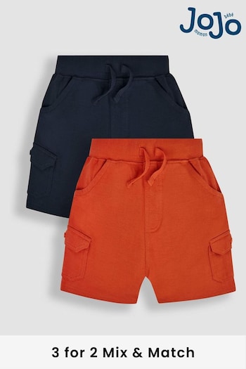 JoJo Maman Bébé Orange 2-Pack Jersey Cargo Shorts (Q81717) | £20