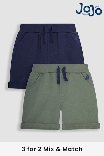 JoJo Maman Bébé Khaki Green 2-Pack Jogger format Shorts (Q81720) | £19