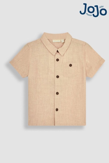 JoJo Maman Bébé Stone Classic Cotton Linen Summer Short Sleeve Shirt (Q81728) | £22