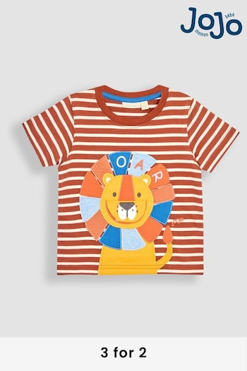 JoJo Maman Bébé Brown Lion Roar Interactive Appliqué T-Shirt (Q81738) | £17
