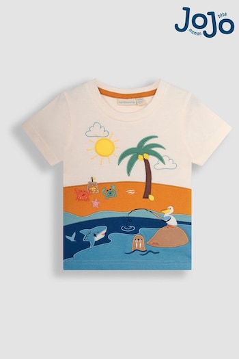 JoJo Maman Bébé Ecru Beach Safari Scene T-Shirt (Q81765) | £17