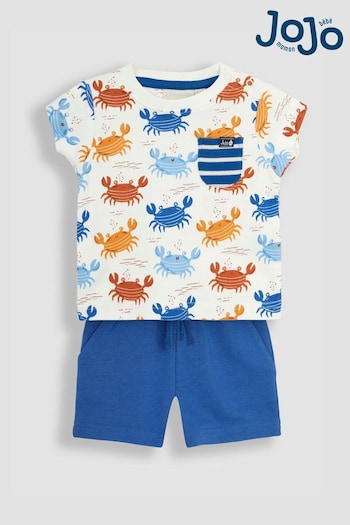 JoJo Maman Bébé Natural Crab Printed T-Shirt & Shorts Set (Q81768) | £26