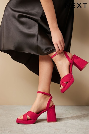 Red Forever Comfort® Flare Platform Sandals (Q81777) | £39