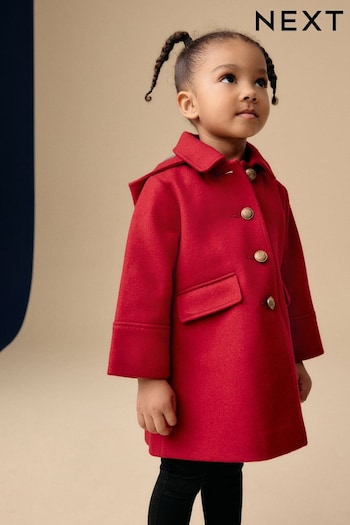 Red Single Breasted Coat with Wool (3mths-10yrs) (Q81825) | £27 - £33