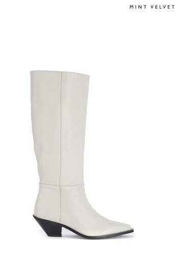 Mint Velvet Natural Long Cowboy Boots (Q81839) | £199