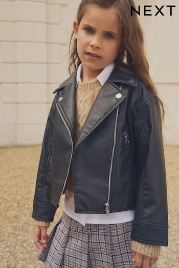 Black/Brown PU Biker Jacket (3-16yrs) (Q81861) | £33 - £43