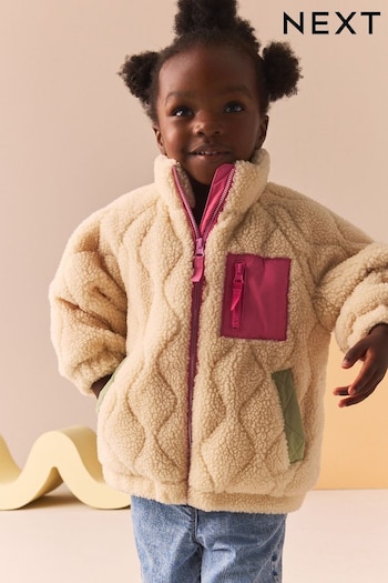 Cream Borg Fleece Zip Through Coat (3mths-7yrs) (Q81895) | £23 - £27