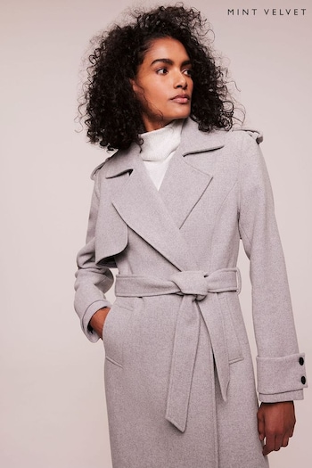 Mint Velvet Grey Wool Trench Coat (Q81919) | £269