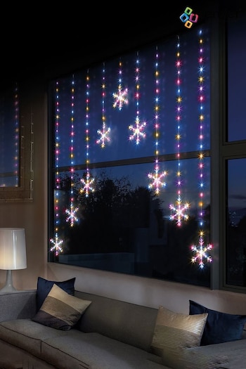 Premier Decorations Ltd Multi 339 LEDs Snowflake V Shape Curtain Rainbow Christmas Lights (Q81947) | £24