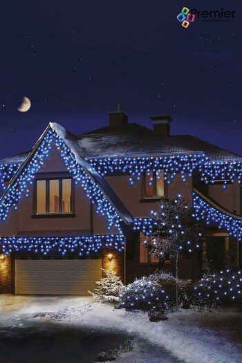 Premier Decorations Ltd 480 Blue & White LED Snowing Icicles Christmas Lights with Timer 11.8m (Q81964) | £48