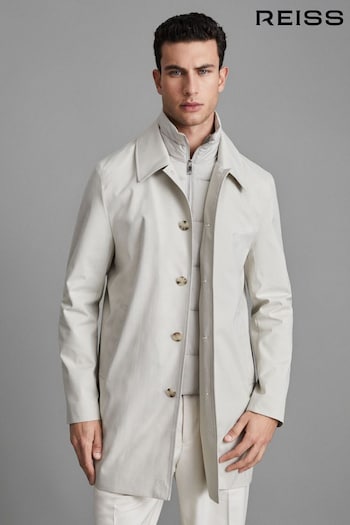 Reiss Stone Perrin Jacket With Removable Funnel-Neck Insert (Q81997) | £298