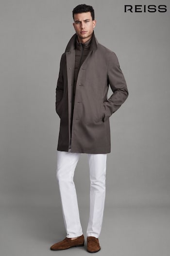 Reiss Brown Perrin Jacket With Removable Funnel-Neck Insert (Q81999) | £298