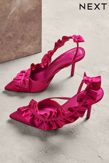 Pink Forever Comfort® Ruffle Slingback Heels (Q82003) | £39