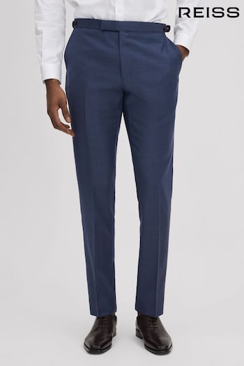 Reiss Bright Blue Harrison Slim Fit Wool Adjuster Trousers (Q82030) | £168