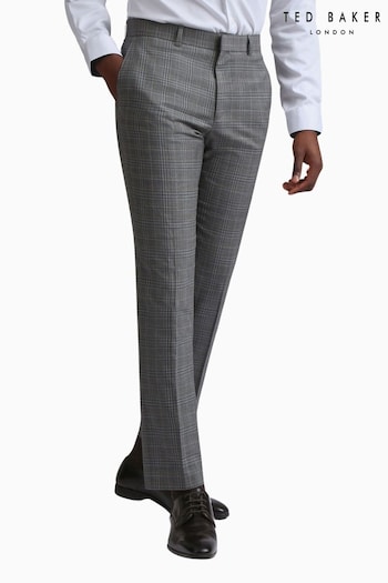 Ted Baker Tailoring Grey Miken Slim Fit Check Trousers (Q82061) | £140