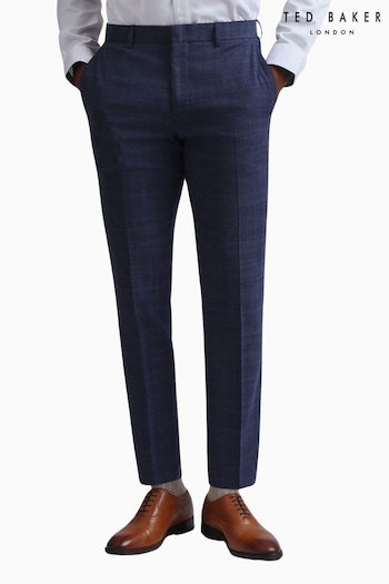 Ted Baker Tailoring Slim Fit Blue Chelia Check Trousers (Q82063) | £140