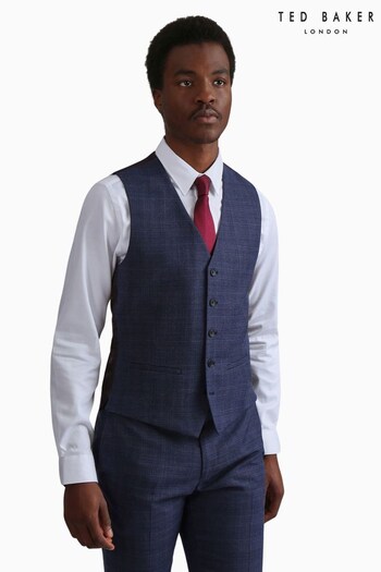 Ted Baker Tailoring Blue Chelia Slim Fit Check Waistcoat (Q82073) | £110