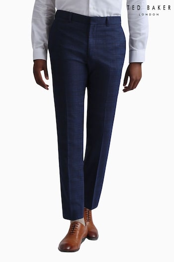 Ted Baker Tailoring Slim Fit Blue Munro Wine Check Trousers (Q82083) | £140