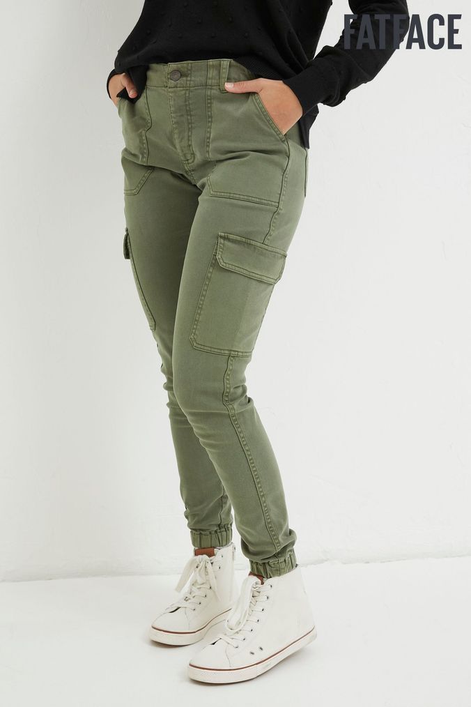 Ladies green cargo trousers best sale