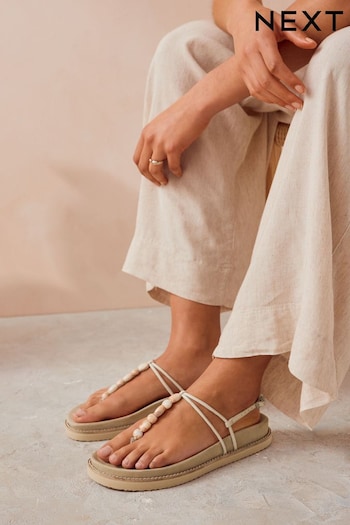 Neutral Forever Comfort® Beaded Toe Post Sandals (Q82179) | £36