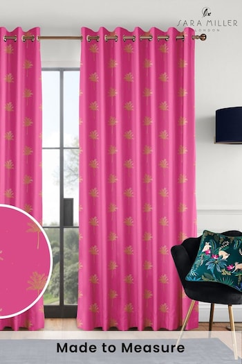 Sara Miller Pink Small Palm Made to Measure Curtains (Q82199) | £91