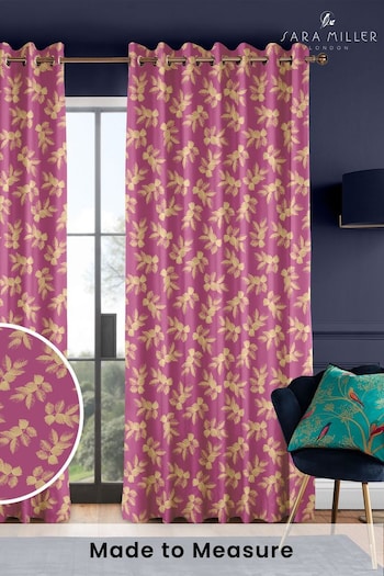 Sara Miller Fuchsia Pink Etched Leaves Made to Measure Curtains (Q82219) | £91
