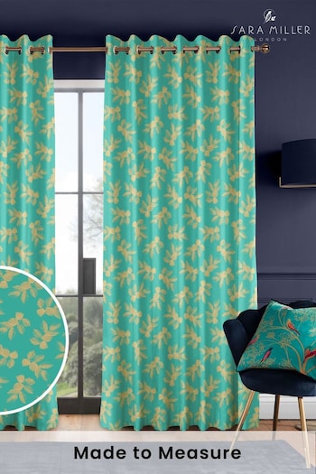 Sara Miller Green Etched Leaves Made to Measure Curtains (Q82220) | £91