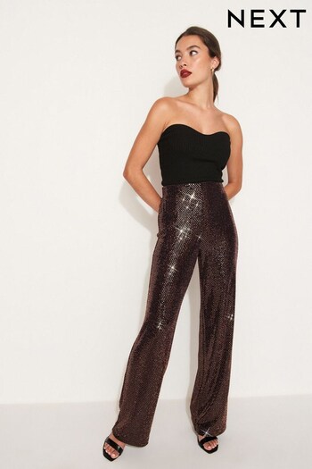 Rose Pink Sequin Wide Leg Trousers 4-7 (Q82265) | £38