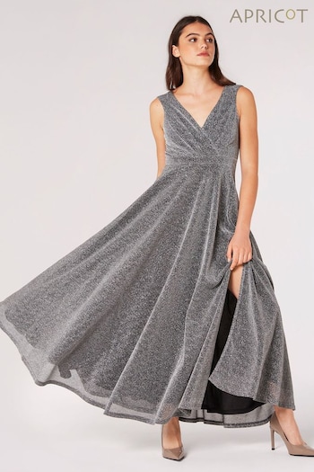 Apricot Silver Dazzle V-Neck Maxi Dress (Q82299) | £45
