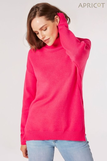 Apricot Pink Simple Side Zip Roll Neck Jumper (Q82312) | £35