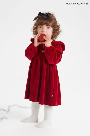 Polarn O. Pyret Red Organic Velour Dress (Q82321) | £24