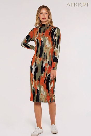 Apricot Green Paint Splash Column Dress (Q82337) | £30