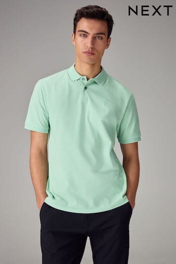 Green Mint Pique Polo Geo Shirt (Q82375) | £18