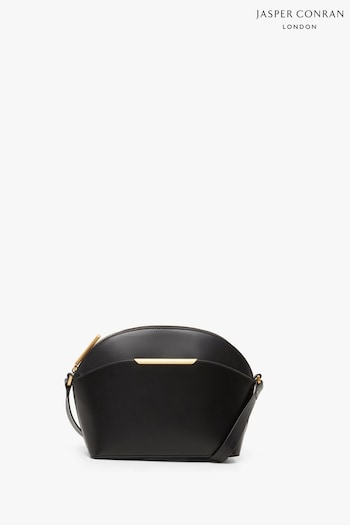 Jasper Conran London Darcey Leather Dome Cross-Body Bag with Gold Tab (Q82379) | £240