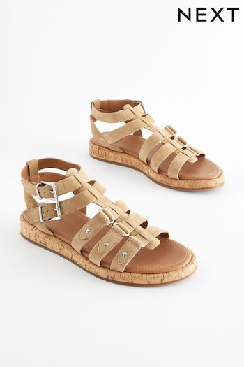 Sand Brown Extra Wide Fit Forever Comfort® Leather Gladiator Sandals comes (Q82391) | £45