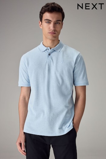 Blue Marl Light Regular Fit Pique Polo Shirt (Q82410) | £18