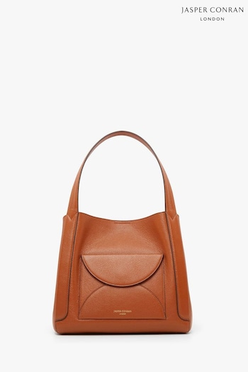 Jasper Conran London Darcey Leather 3 Section Brown Hobo Bag (Q82419) | £280