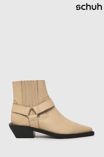Schuh Azlan Leather Hardware Western Cream Boots (Q82422) | £70