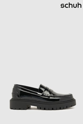 Schuh Lexis Patent Chunky Black Loafers (Q82456) | £38
