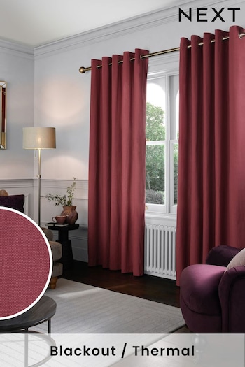 Raspberry Pink Cotton Blackout/Thermal Eyelet Curtains (Q82492) | £40 - £105