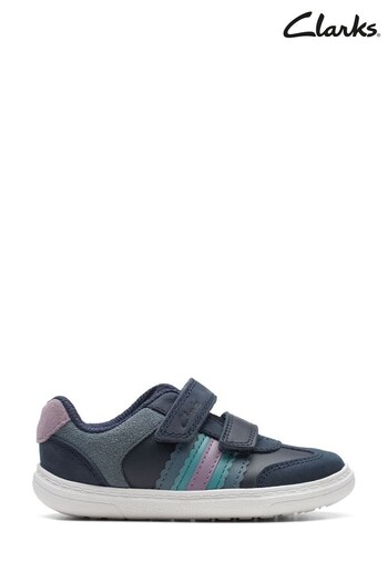 Clarks Blue Leather Flash Band T-Bar Adidas Shoes (Q82519) | £40