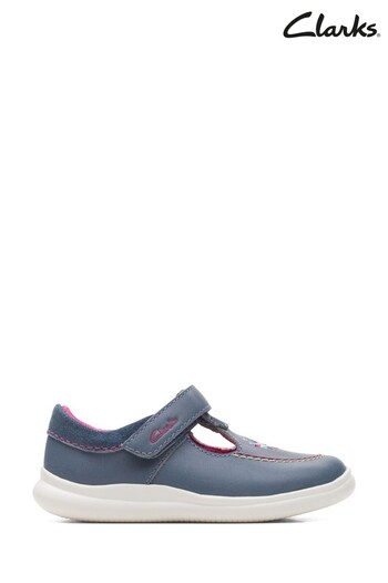 Clarks Blue Lea Crest Prom T-Bar Shoes (Q82523) | £34