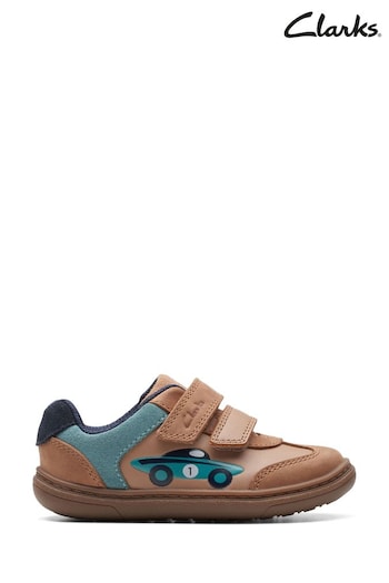 Clarks Brown Clarks Tan Leather Flash Racer T Shoes (Q82525) | £40