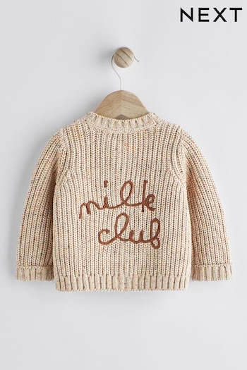 Cream Milk Club Baby Chunky Knitted Embroided Cardigan (Q82527) | £16 - £18