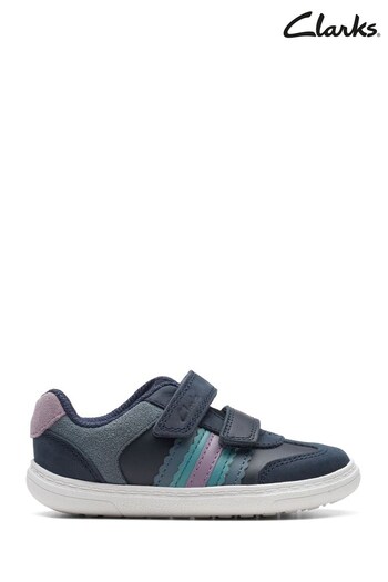 Clarks Blue Clarks Navy Leather Flash Band T. Adidas Shoes (Q82533) | £40