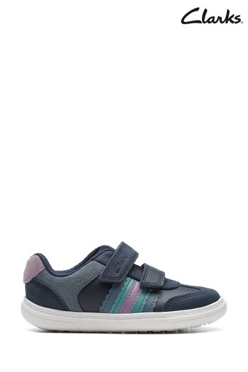 Clarks Blue Leather Flash Band T-Bar rgade Shoes (Q82572) | £40