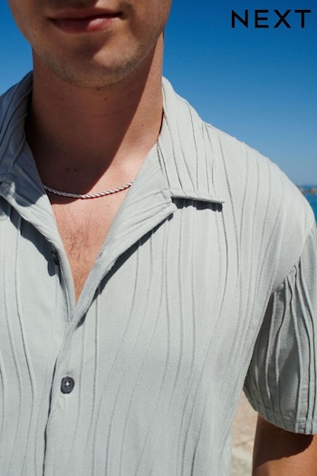 Light Grey Textured Jersey Short Sleeve Shirt (Q82594) | £30