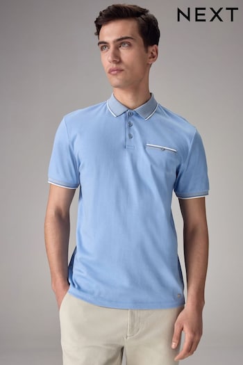 Light Blue Smart Collar Polo Shirt (Q82599) | £28