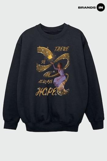 Brands In Black Wish There Is Always Hope Girls Black Sweatshirt (Q82680) | £24